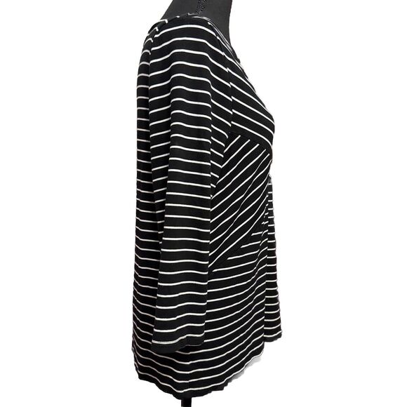 Talbots Blouse XL Womens Top Bandage Style Black White Geometric Office Casual - Picture 5 of 7